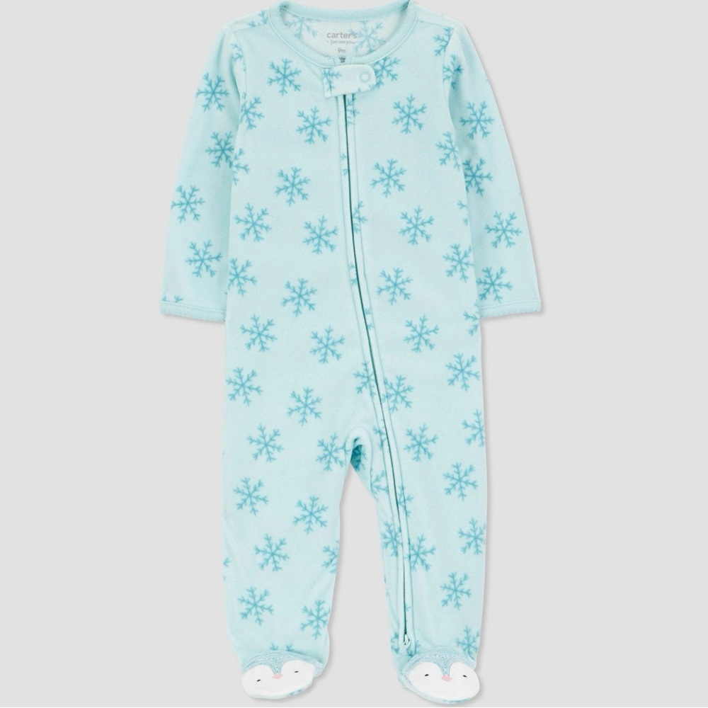 Carter's Blue Snowflake Baby Girls’ Sleep N’ Play - 3M